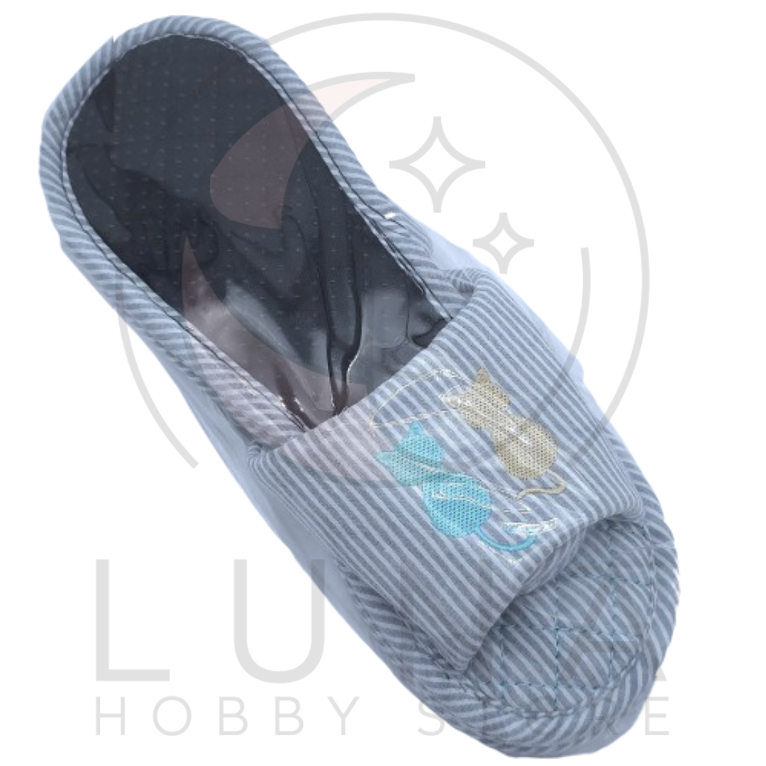 Women’s Cat Shadow Stripe Slippers | 3-Tier Quilted Indoor Slides | One Size - Image 2