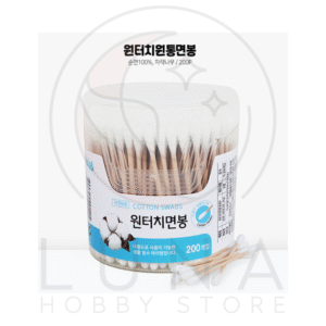 Easy& Cotton Swabs | Round Box | 원터치 원통 나무면봉 200P