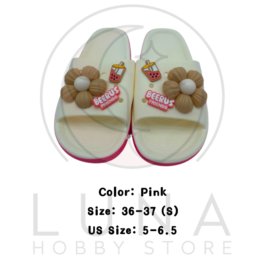 Friends Slippers | Bubble Tea & Flower Slide Sandals | Beerus Friends Design - Image 7