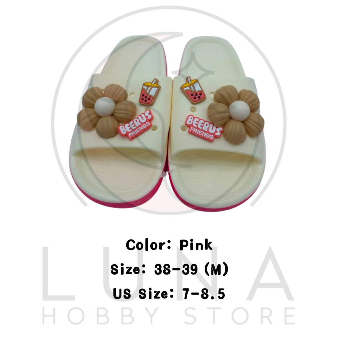 Friends Slippers | Bubble Tea & Flower Slide Sandals | Beerus Friends Design - Image 6