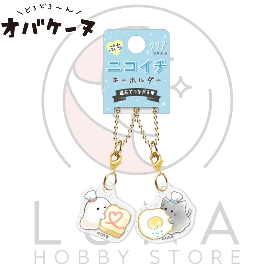 Obakenu Petit Clear Magnetic Keychain Set | Chef Ghost & Cat | オバケーヌ ぷちクリアニコイチキーホルダー